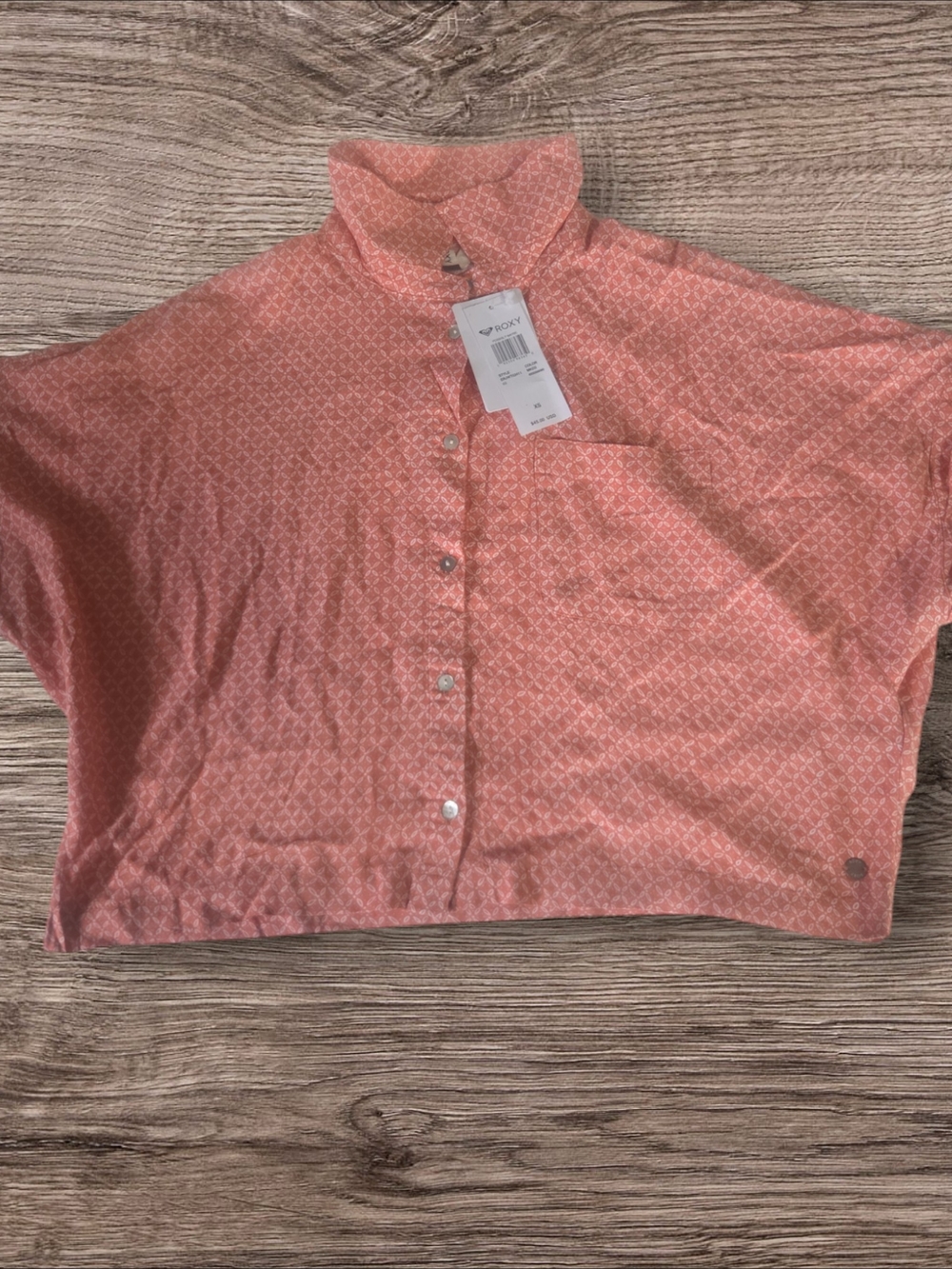 Roxy Coral Patterned Button-Front Women's Top